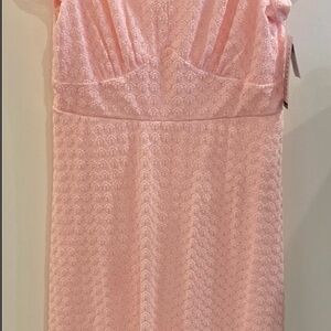 Perceptions New York Long Pink Dress with Short Sleeves Women XL NWT
